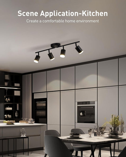 Bojim Flexible Led Track Lighting, 4-Light Black Track Lighting Fixtures Ceil...