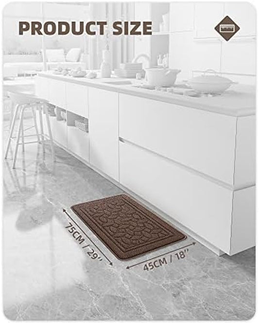 Kitchen Rugs, Non Skid Kitchen Runner Rug Machine Washable Kitchen Floor Mat, Easy to Clean Kitchen Rugs and Mats, 18"X29", Brown