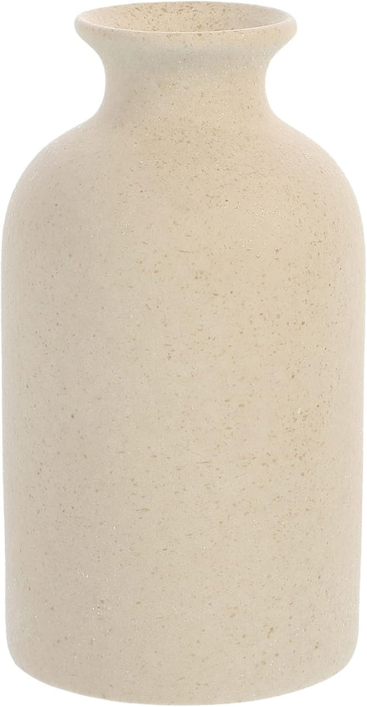 Ceramic Vase Vintage Frosted Vase Cylinder Shape Flower Contanier for Decor Living Room Wedding Christmas Vases Beige