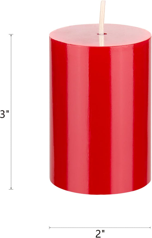 6 Pcs Unscented Solid Red Pillar Candles, Hand Poured Premium Wax Candle 2 Inch X 3 Inch, Home Décor, Spas, Weddings, Occasions, Party, Centerpieces, Holidays, Vigils, Prayers