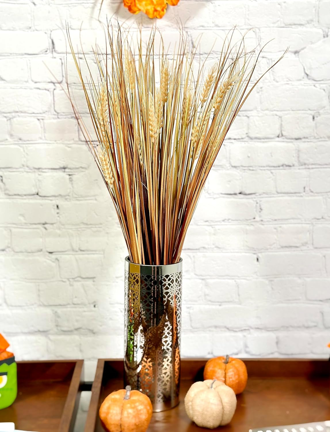 Artificial Wheat Grain Grass Bush Plant - 28" Tall - for Home Decor, Weddings, Offices, Events, Fall Greenery Wheat Arrangement Party Table Decor