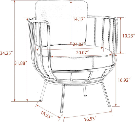 Accent Chair Swivel Barrel Chair round Armchair with Metal Frame Legs for Living Room Bedroom