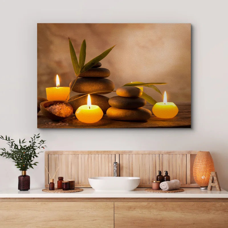 Zen Stones Relax and Calm Massage Laundry Room Bathroom Decor Large Canvas Wall Pictures Art Print