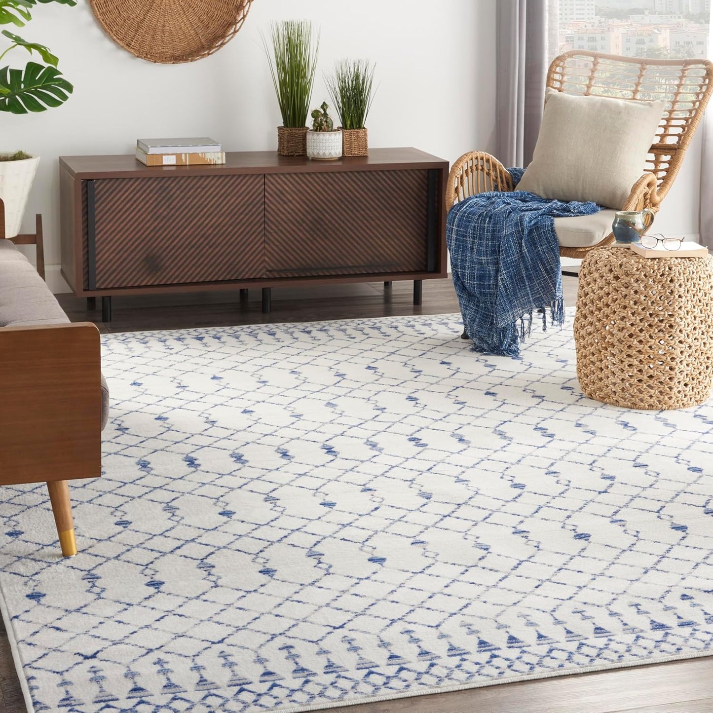 Home Whimsicle Moroccan Ivory 8'4" X 11'6" Area Rug, Easy Cleaning, Non Shedding, Bed Room, Living Room, Dining Room, Kitchen (8X12)