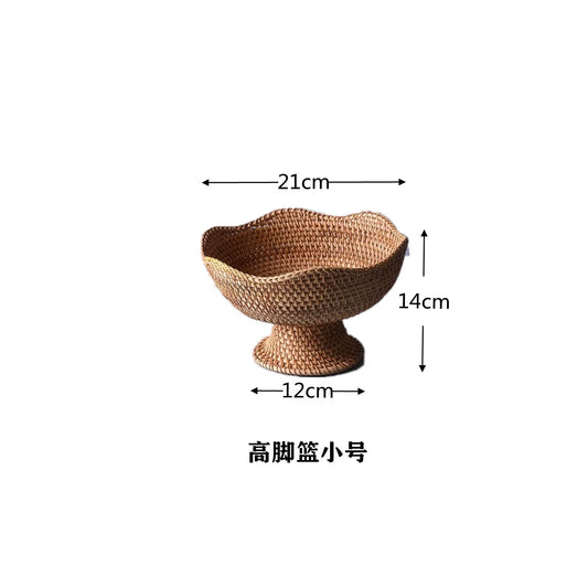 Rattan Fruit Baskets Wicker Storage Bowls Natural Woven Serving Basket Bowls Decorative Baskets for Kitchen Counter Organizing