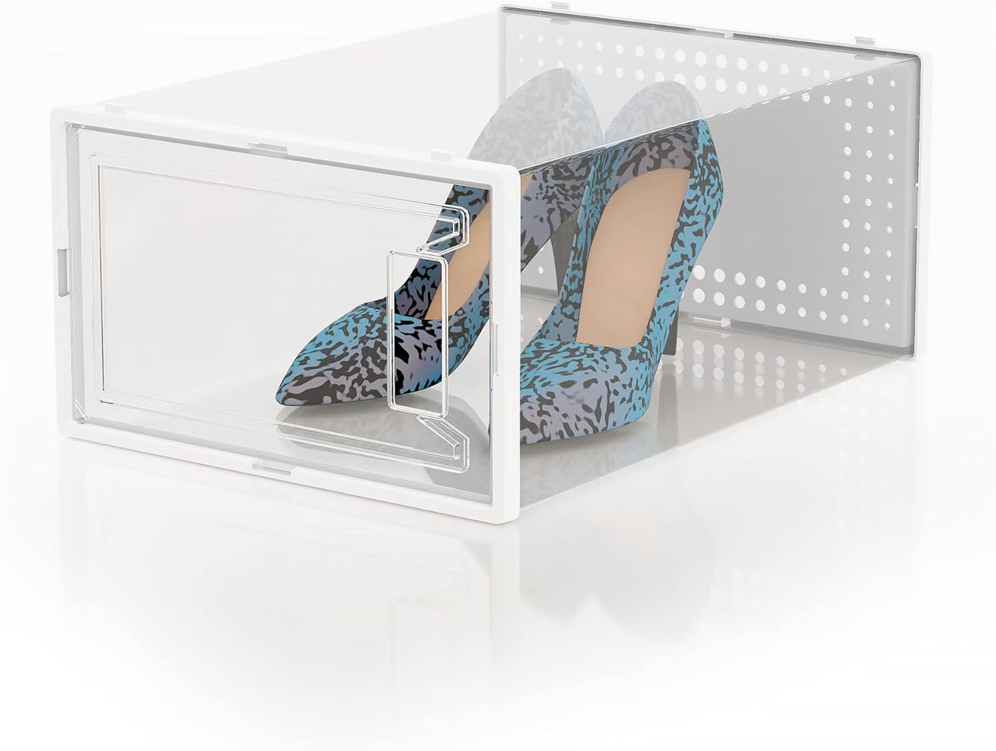 12 Pack X Large Shoe Organizer Storage Boxes for Closet, Modular Space Saving Shoe Boxes Clear Plastic Stackable Sneaker Containers Display Case with Lids, White