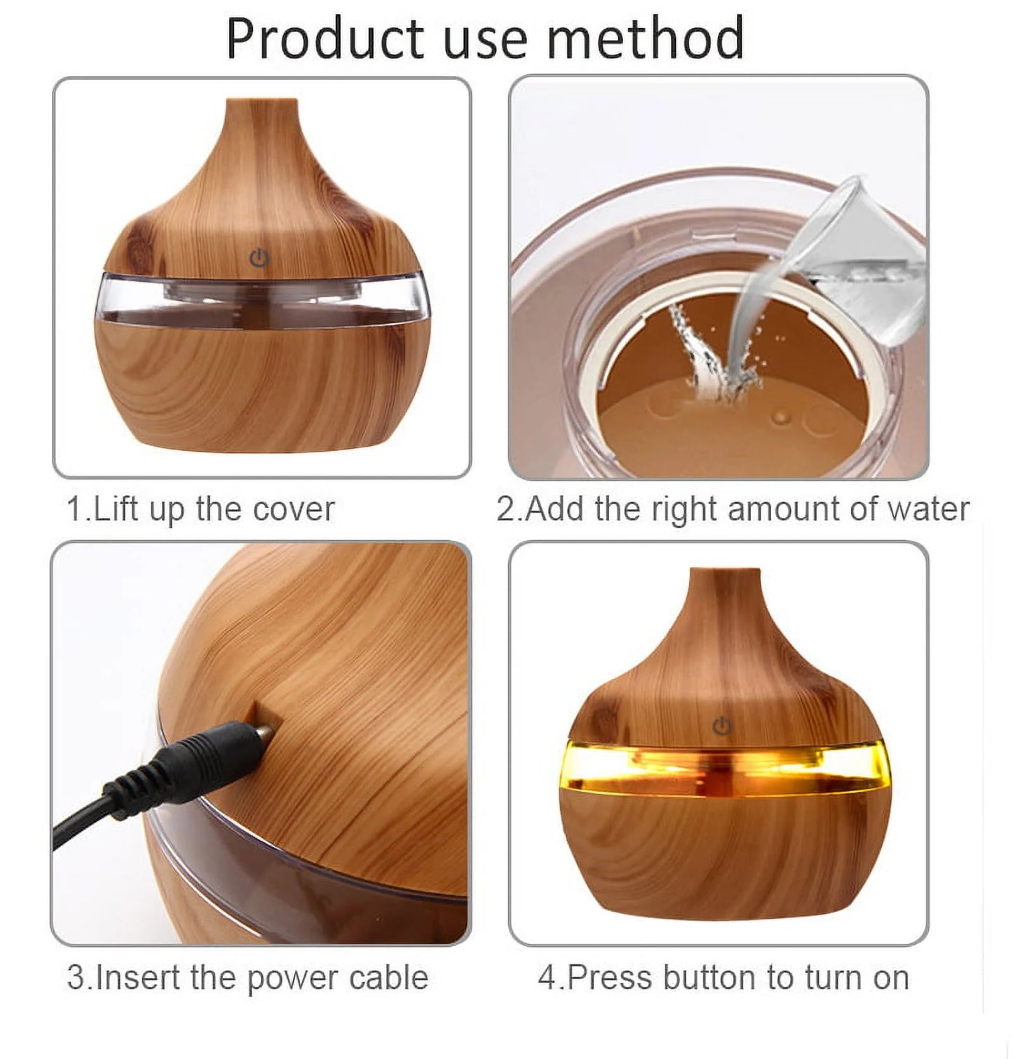 Diffusers for Essential Oils 300Ml Cool Mist Humidifiers for Bedroom, Aromatherapy Air Freshener Auto Shut-Off Timer 7 Colors LED Lights for Home Office Car