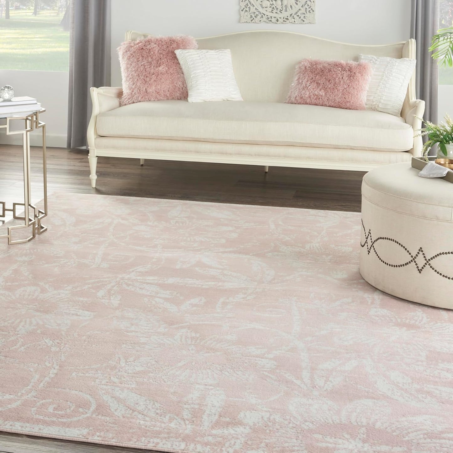 Home Whimsicle Floral Pink 8' X 10' Area Rug, Easy Clean, Non Shedding, Bed Room, Living Room, Dining Room, Kitchen (8X10)