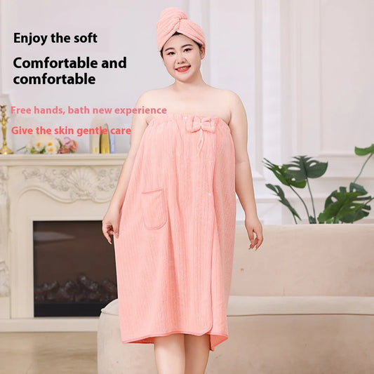 Bath Towel Wrap Women plus Size - Adjustable Soft Microfiber Shower after Body Wraps with Hair Drying Towel Absorbent & Quick Drying for Gym Shower, Beach, Spa, Sauna