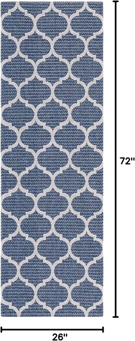 Georgia Collection Rug – 6 Ft Runner Navy Blue Flatweave Rug Perfect for Hallways, Entryways