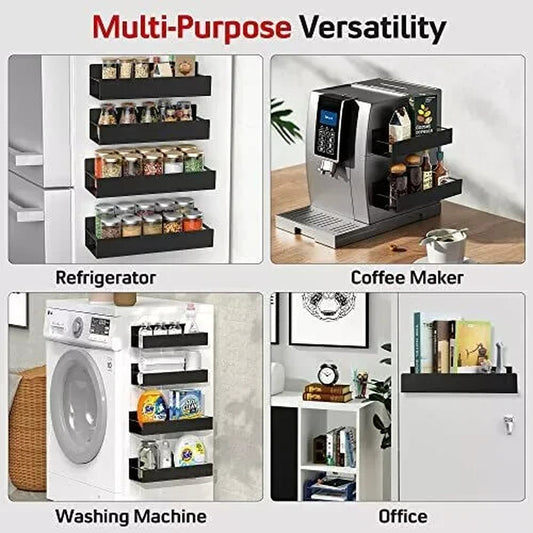 2 Magnetic Fridge Storage Shelf Spice Rack Space Saving for Side of Refrigerator