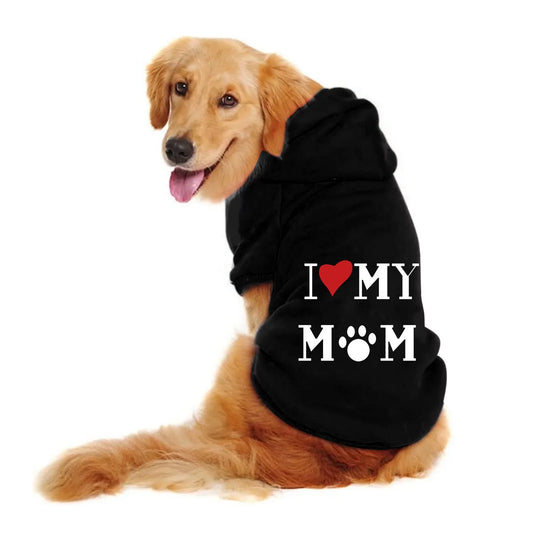 Pet'S Hoodie Coat,Printed Shirts,Warm Sweater Outdoor Hooded Sweatshirt Dogs Clothes -Black,2Xl