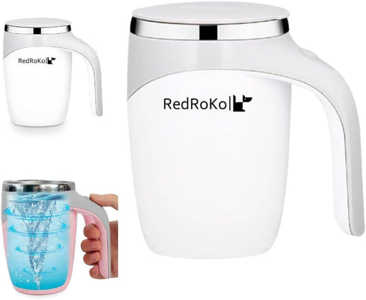 Self Stirring Mug with Lid - Automatic Magnetic Spinning Cup for Coffee, Tea,