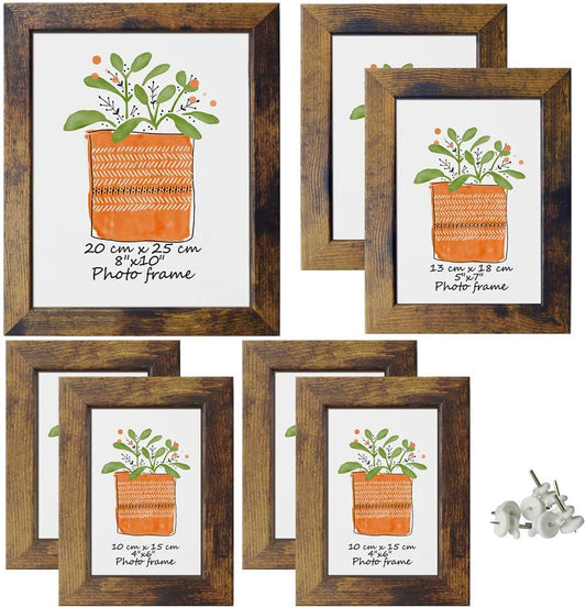 Gallery Wall Frame Set 7 Pack Distressed Picture Frame Set, One 8X10, Two 5X7, Four 4X6 Picture Frames