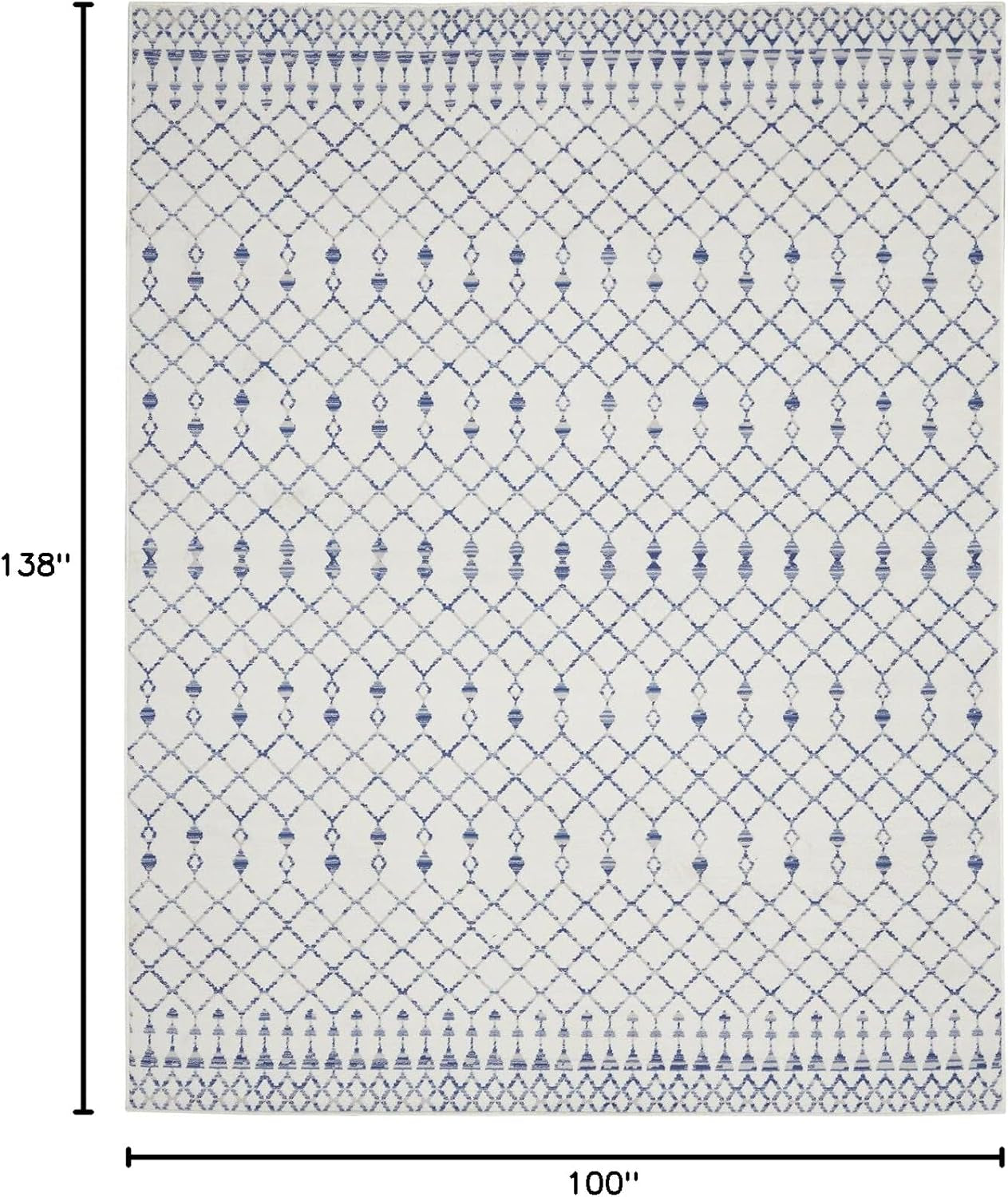 Home Whimsicle Moroccan Ivory 8'4" X 11'6" Area Rug, Easy Cleaning, Non Shedding, Bed Room, Living Room, Dining Room, Kitchen (8X12)