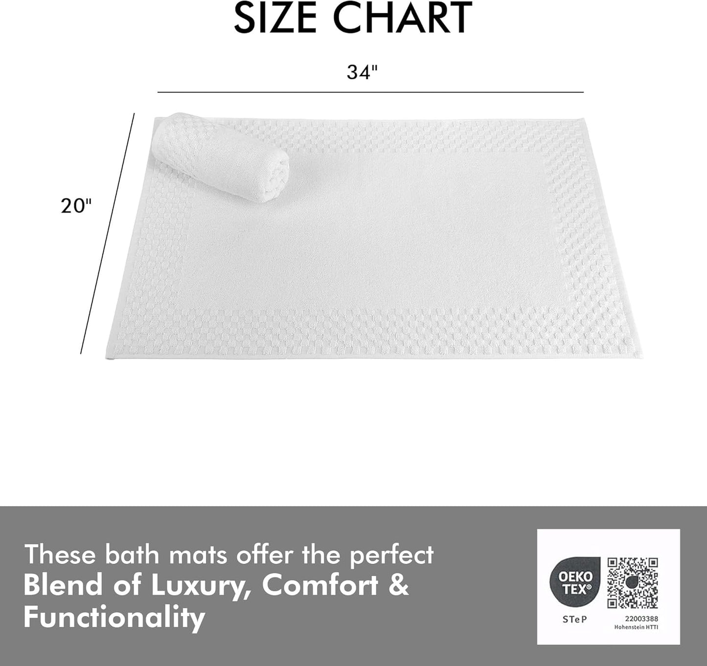 CTT - 2 Piece Bathroom Rugs Set, 100% Cotton Bath Mats, Comfy & Highly Absorbent Bathroom Floor Mats, Machine Washable | 20"X34"