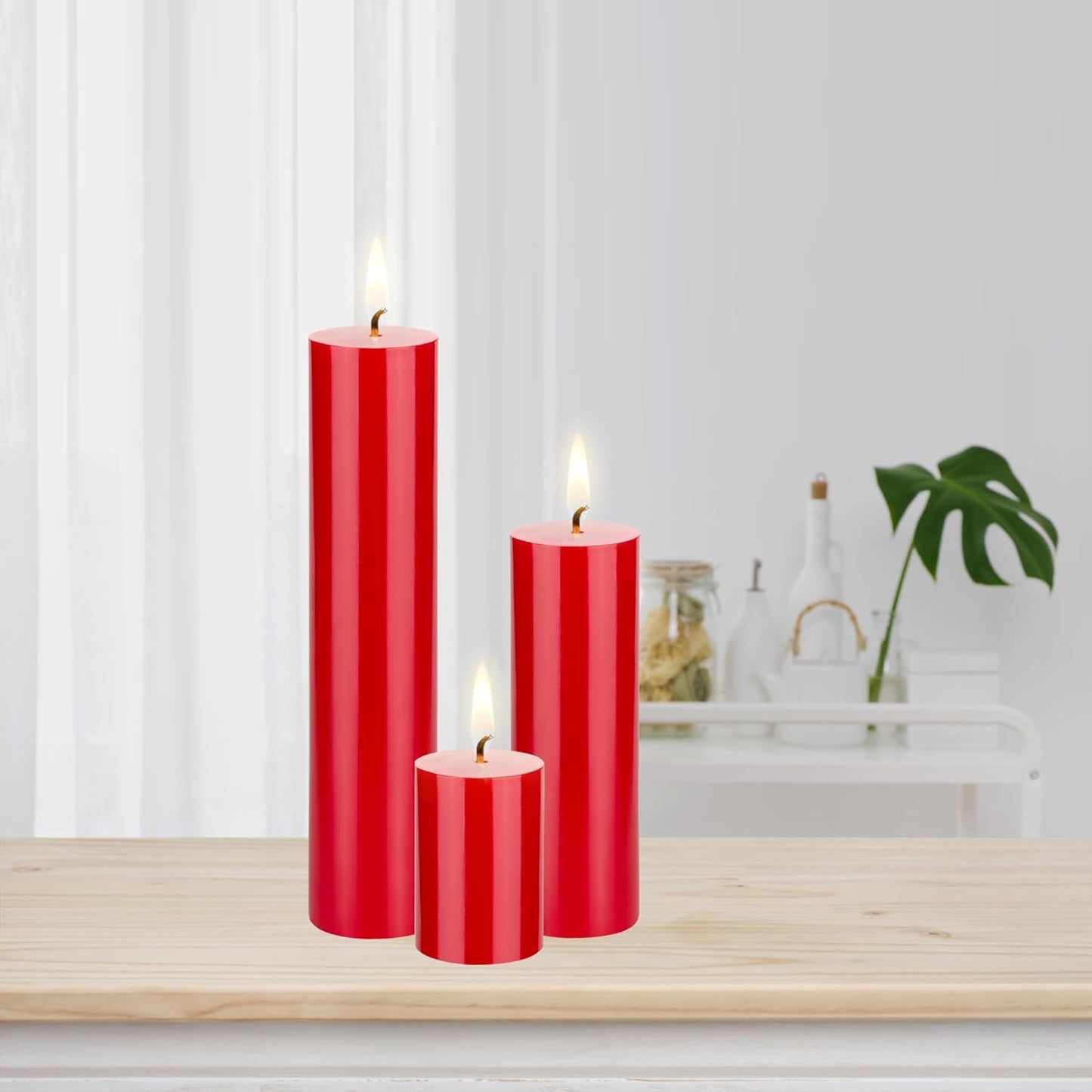 6 Pcs Unscented Solid Red Pillar Candles, Hand Poured Premium Wax Candle 2 Inch X 3 Inch, Home Décor, Spas, Weddings, Occasions, Party, Centerpieces, Holidays, Vigils, Prayers