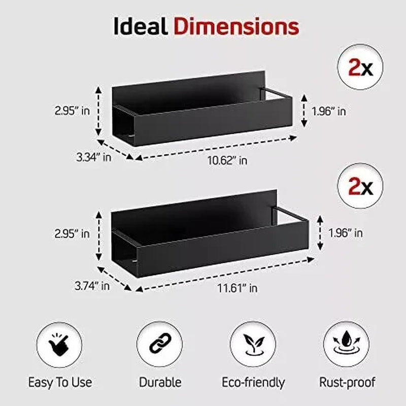 2 Magnetic Fridge Storage Shelf Spice Rack Space Saving for Side of Refrigerator