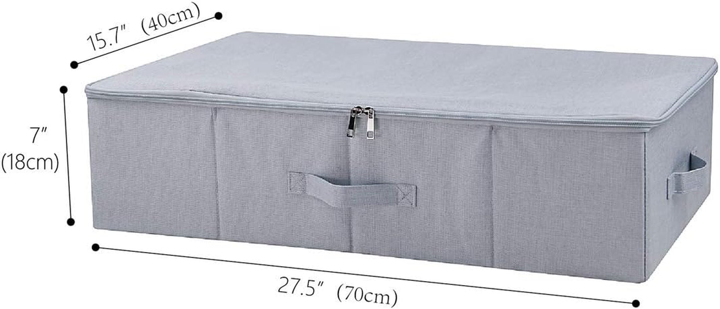 Under Bed Storage Bins with Lids for Shoes Clothing Organizer, Good for Bedroom Wardrobe, Closet, Sturdy Plastic Boards & Polyester Blend Fabric, Light Gray