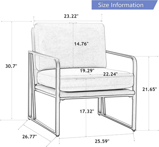 Modern Accent Chair Living Room Chair Armchair Upholstered Chairs Leisure Chairs with Metal Frame Legs for Home, Bedroom, Reading, Green