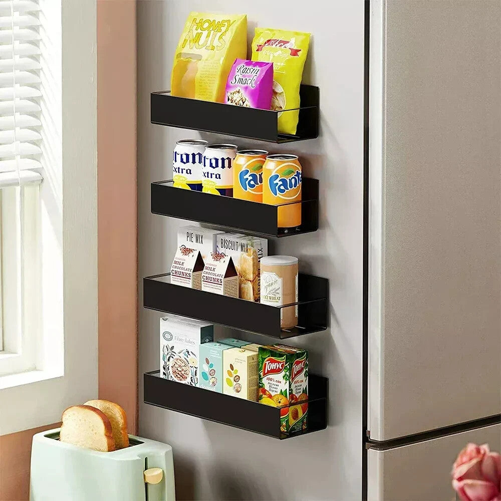 2 Magnetic Fridge Storage Shelf Spice Rack Space Saving for Side of Refrigerator