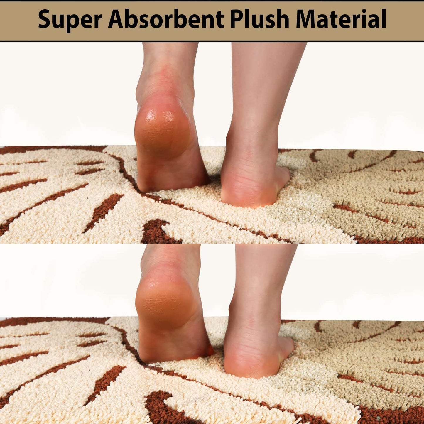 Bathroom Rugs Mat 31.5X19.7In Brown Leaves Bath Mat for Bathroom Non Slip Machine Washable Soft Absorbent Cute Bath Rug Plush Bath Carpet for Tub Shower Sink Fluffy Entryway Doormat