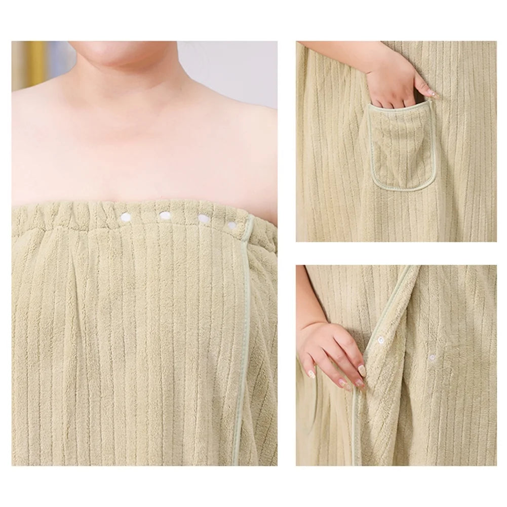 Bath Towel Wrap Women plus Size - Adjustable Soft Microfiber Shower after Body Wraps with Hair Drying Towel Absorbent & Quick Drying for Gym Shower, Beach, Spa, Sauna