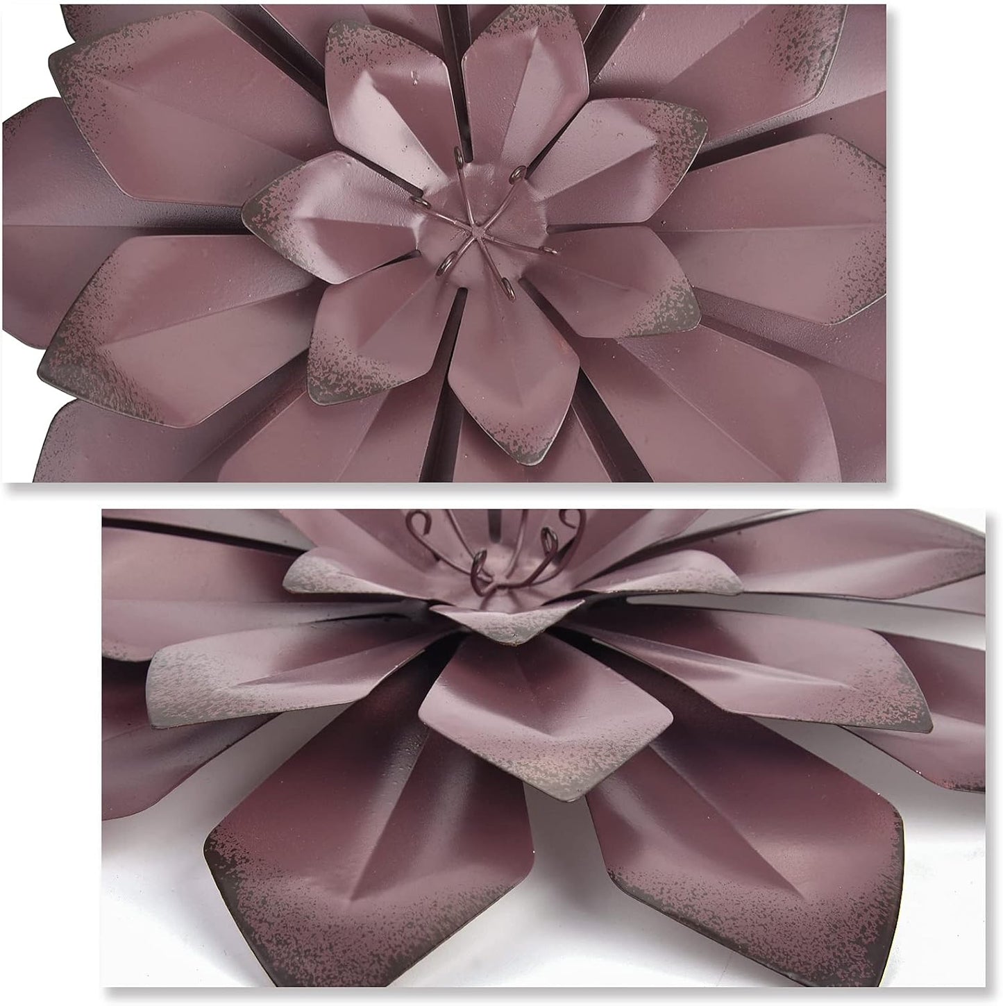 Brown Metal Flower Wall Art Decor Hanging for Indoor Outdoor Home Bathroom Kitchen Dining Room Bedroom Living Room Office or Wall Sculptures 12 Inch