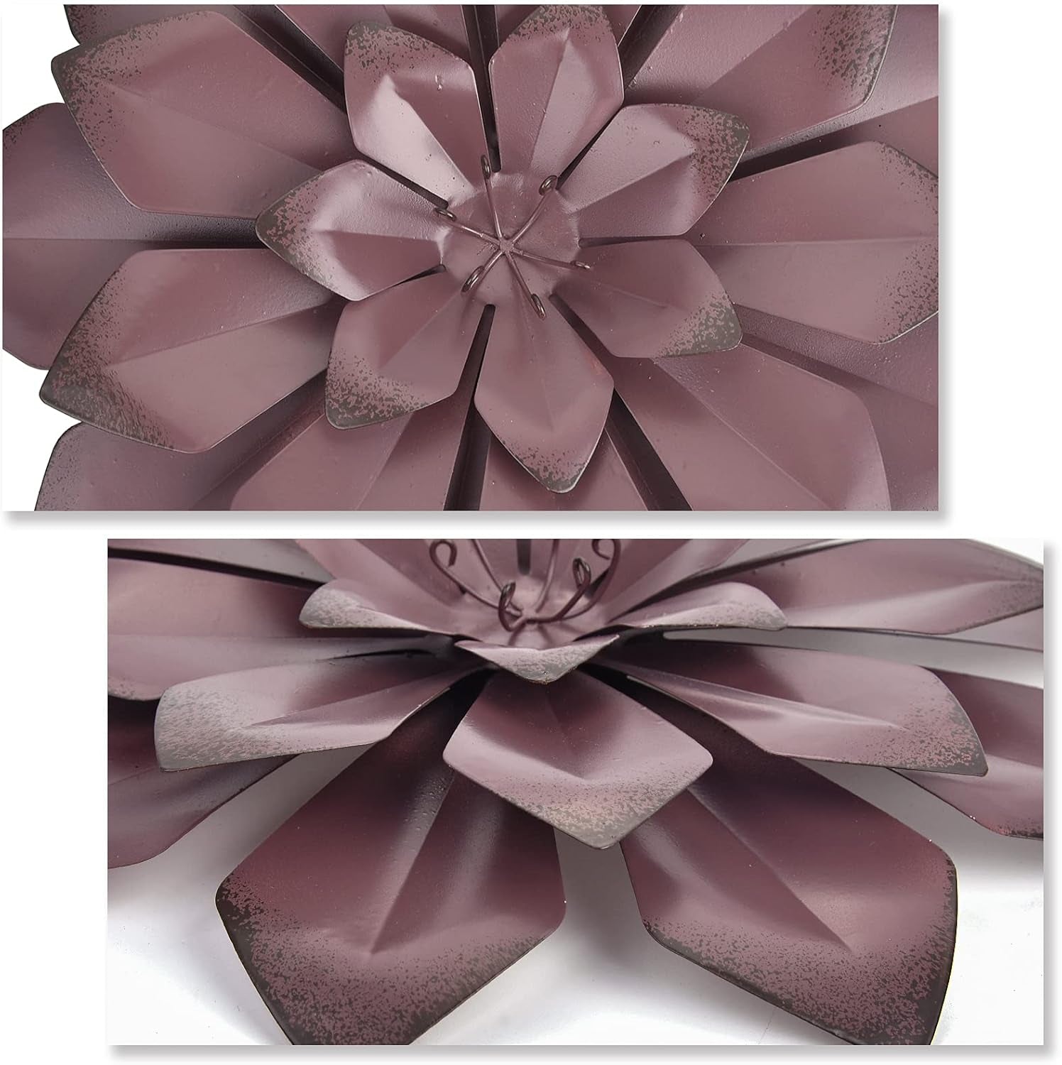 Brown Metal Flower Wall Art Decor Hanging for Indoor Outdoor Home Bathroom Kitchen Dining Room Bedroom Living Room Office or Wall Sculptures 12 Inch