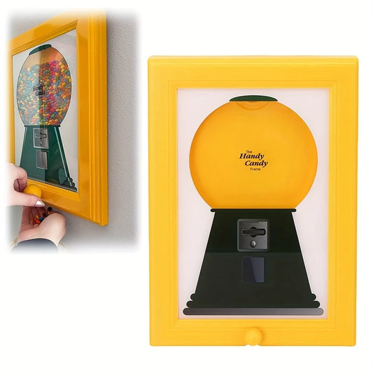 Creative Candy Dispenser Picture Frame Wall Mount Gumball Machine for Desk Countertop Kids Adults Office Sweet Display Gift Idea