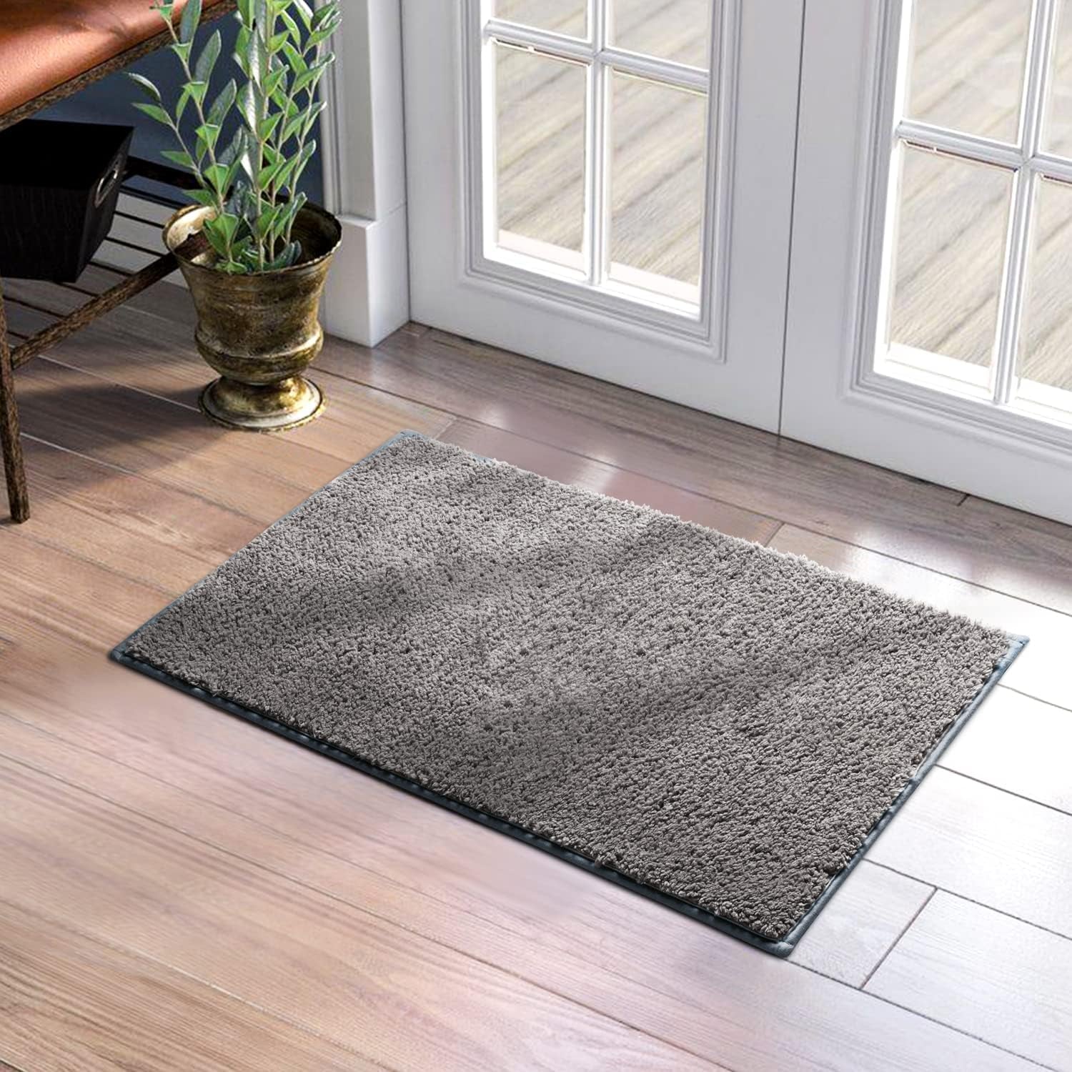 Door Mats Indoor, 17"X29" Super Absorbent Non Slip Rugs for Entryway, Front Back Welcome Doormat Dirt Trapper (Grey)