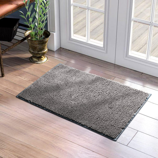 Door Mats Indoor, 17"X29" Super Absorbent Non Slip Rugs for Entryway, Front Back Welcome Doormat Dirt Trapper (Grey)