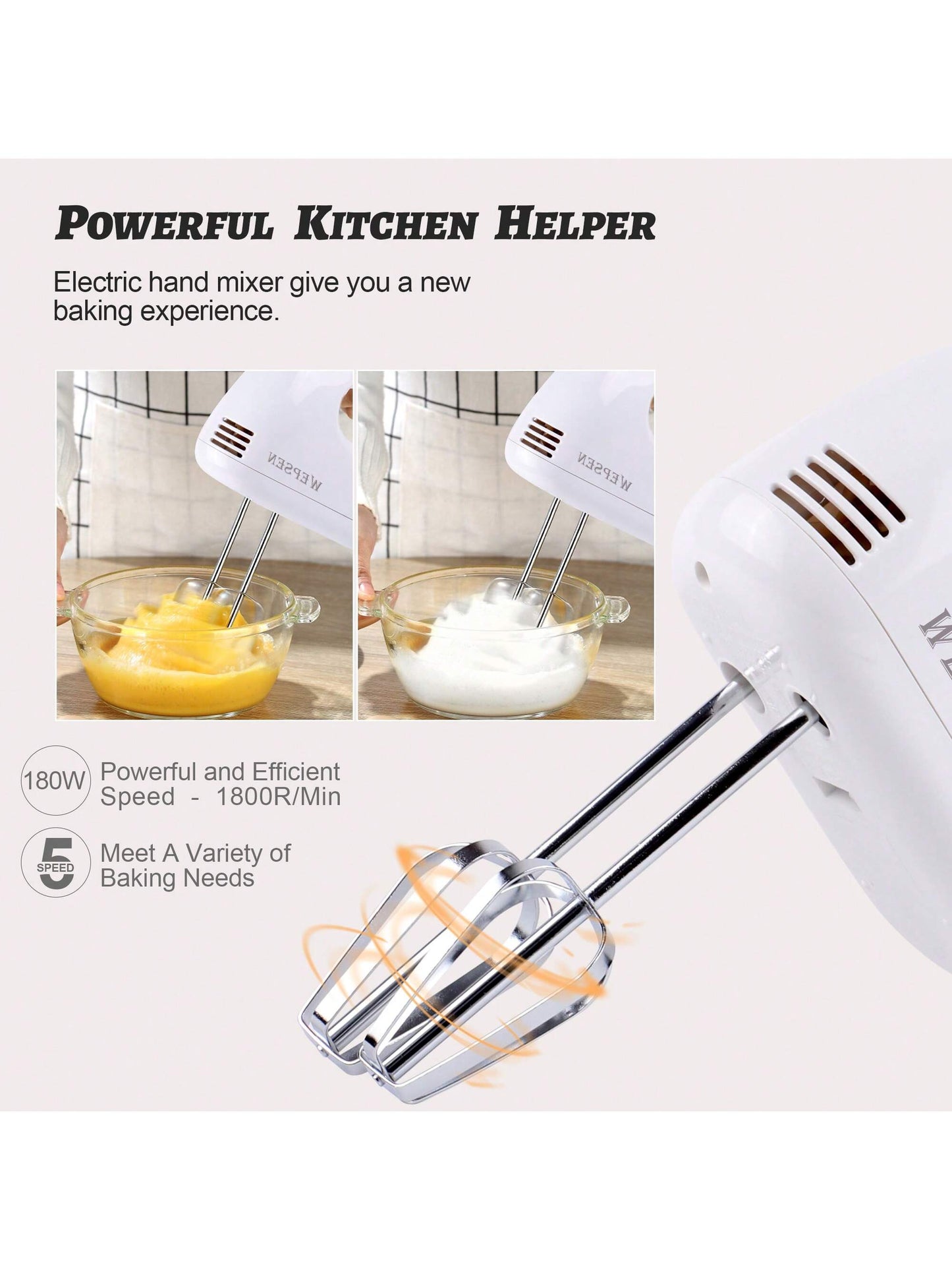Electric Hand Mixer Mixing Bowls Set, Upgrade 5-Speeds Mixers with Silver Nesting Stainless Steel Mixing Bowl, Measuring Cups and Spoons Whisk Blender,Recommendations,Promotion,Discounts,Best Sellers - Baking Supplies for Cooking,Hand-Held Egg Beater Whisk Breaker,Electric Food Mixers Kitchen Bowl Aid Whisk Mixing for Whipping, Mixing Cookies, Brownie, Cakes, Dough