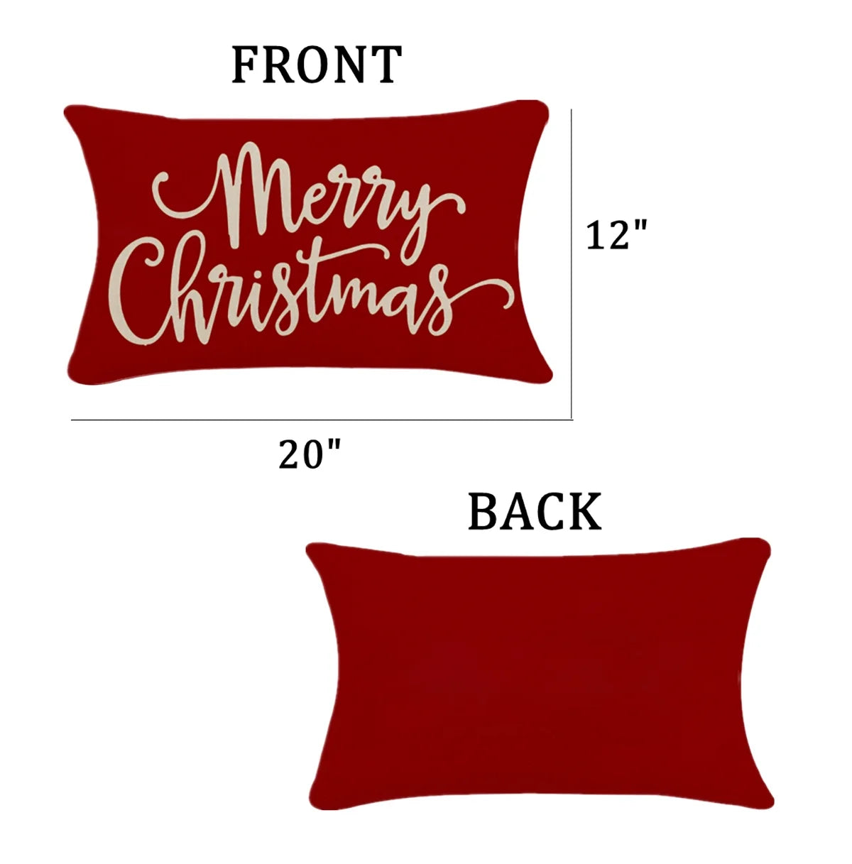 Christmas Pillow Covers Decorations Red Merry Christmas Farmhouse Throw Pillow Covers Great Gift for Christmas 12" X 20" 1 Pack