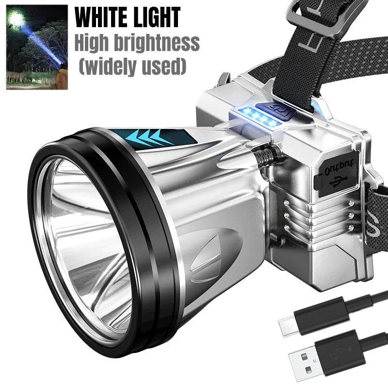 Super Bright LED Rechargeable High-Power Headlights High Brightness Emergency Charging Outdoor Head Flashlight Fishing Lamp