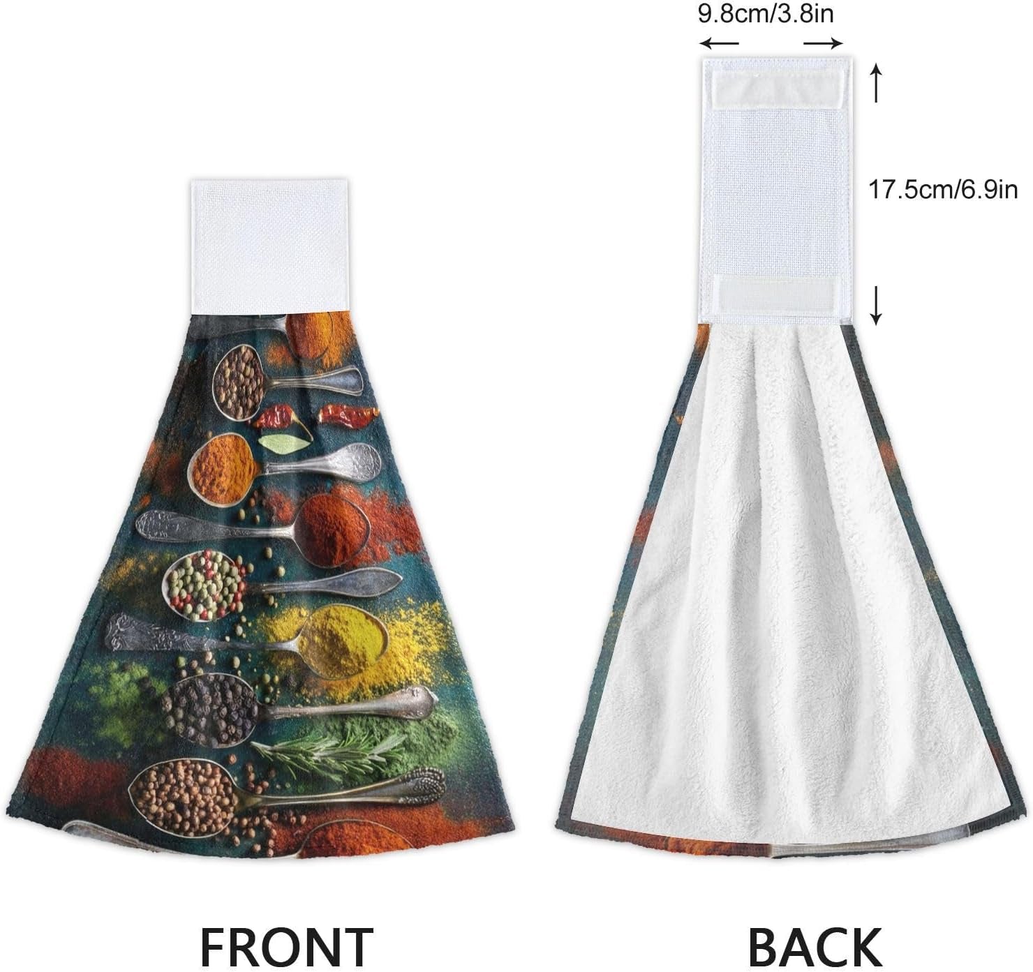 Herbs Spices Hanging Kitchen Towels Cutlery Spoon Hand Tie Towel Fast Drying Dish Tea Towels for Bath Tabletop Gym Home Decor Set of 2