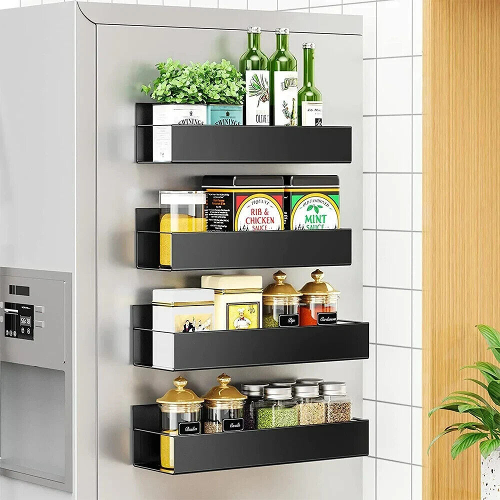 2 Magnetic Fridge Storage Shelf Spice Rack Space Saving for Side of Refrigerator