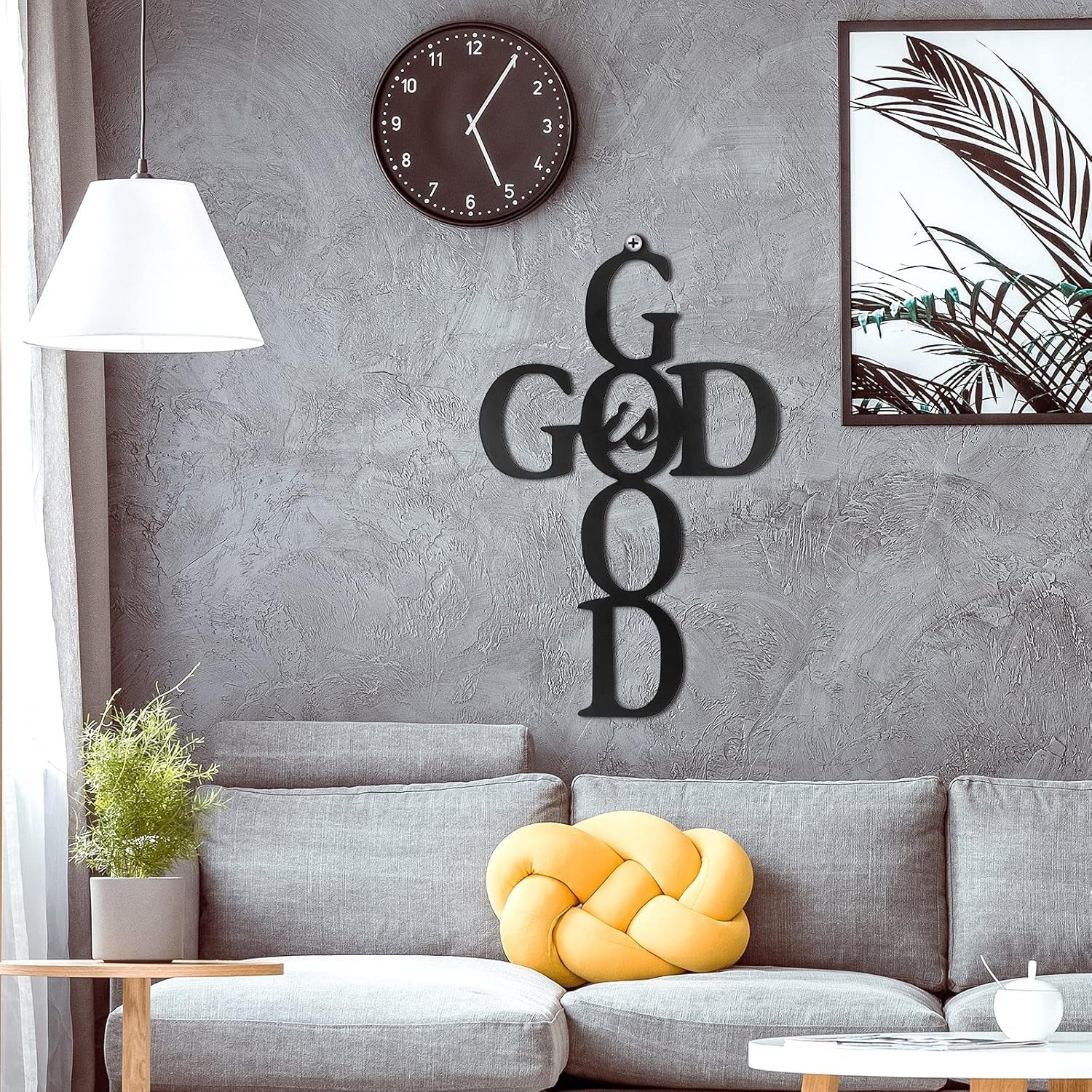 God Is Good Black Cross Metal Wall Art Hanging Sign Nice Religious Decor Present for Home Wall Decoration in Family Office (Metal, 9.84 X 15.75 Inch)