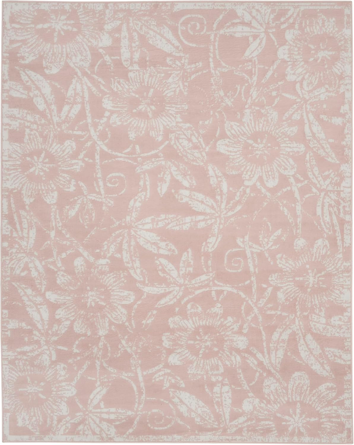 Home Whimsicle Floral Pink 8' X 10' Area Rug, Easy Clean, Non Shedding, Bed Room, Living Room, Dining Room, Kitchen (8X10)