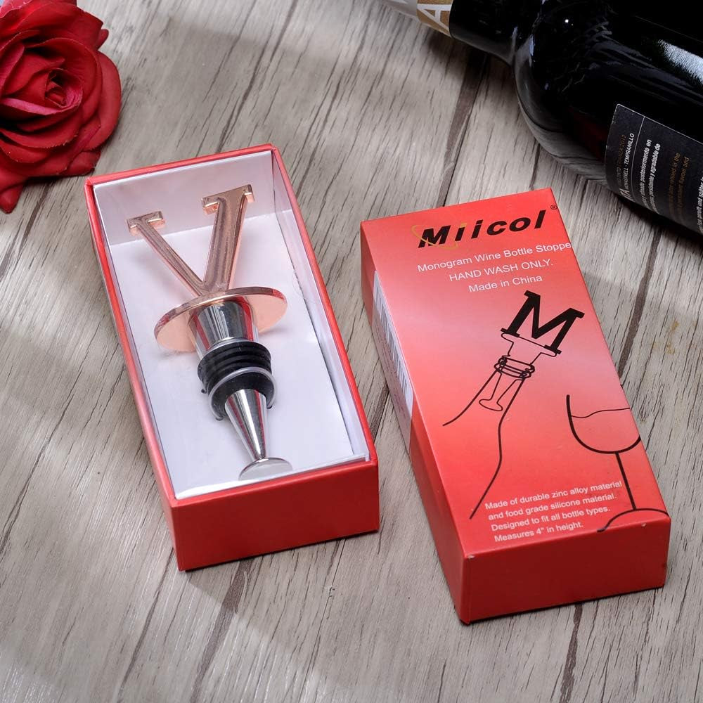 Prosecco Stopper, Rose Gold Initial Wine Stopper, Personalised Champagne Gift, Funny Kitchen Decor, Letter V