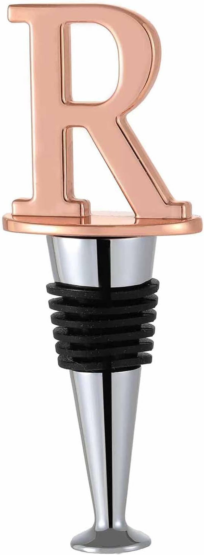 Wine Stoppers,Reusable Wine Bottle Stoppers,Rose Gold Plating, Letter Wine Stopper Perfect Wine Gift, Wide Used in Christmas,Kitchen Decor, Bar, Wedding Party, Letter(A to Z) (Rose Gold-Letters R)
