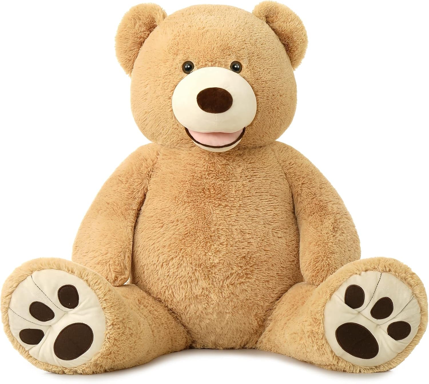 51 Inch Smile Giant Teddy Bear, Large Stuffed Bears with Big Footprints, Big Stuffed Animals Cuddly Plush Gifts for Girlfriends, Boyfriend, Brown