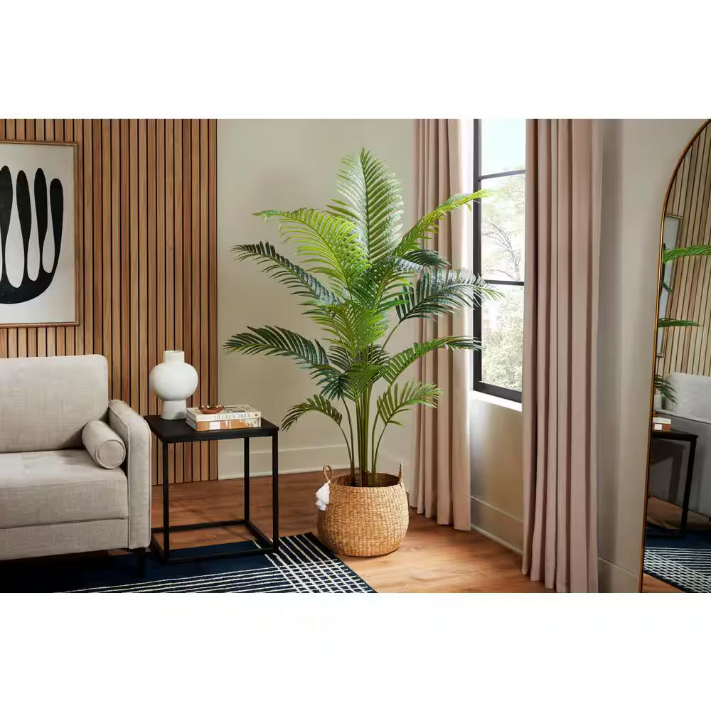 6Ft Faux Areca Palm Tree in White Pot