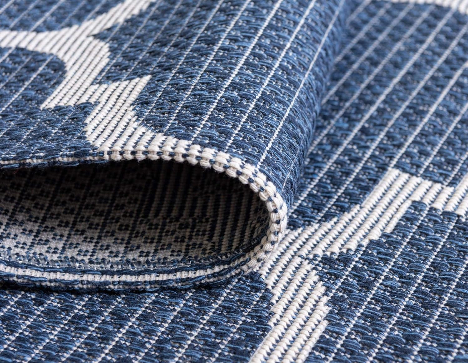 Georgia Collection Rug – 6 Ft Runner Navy Blue Flatweave Rug Perfect for Hallways, Entryways