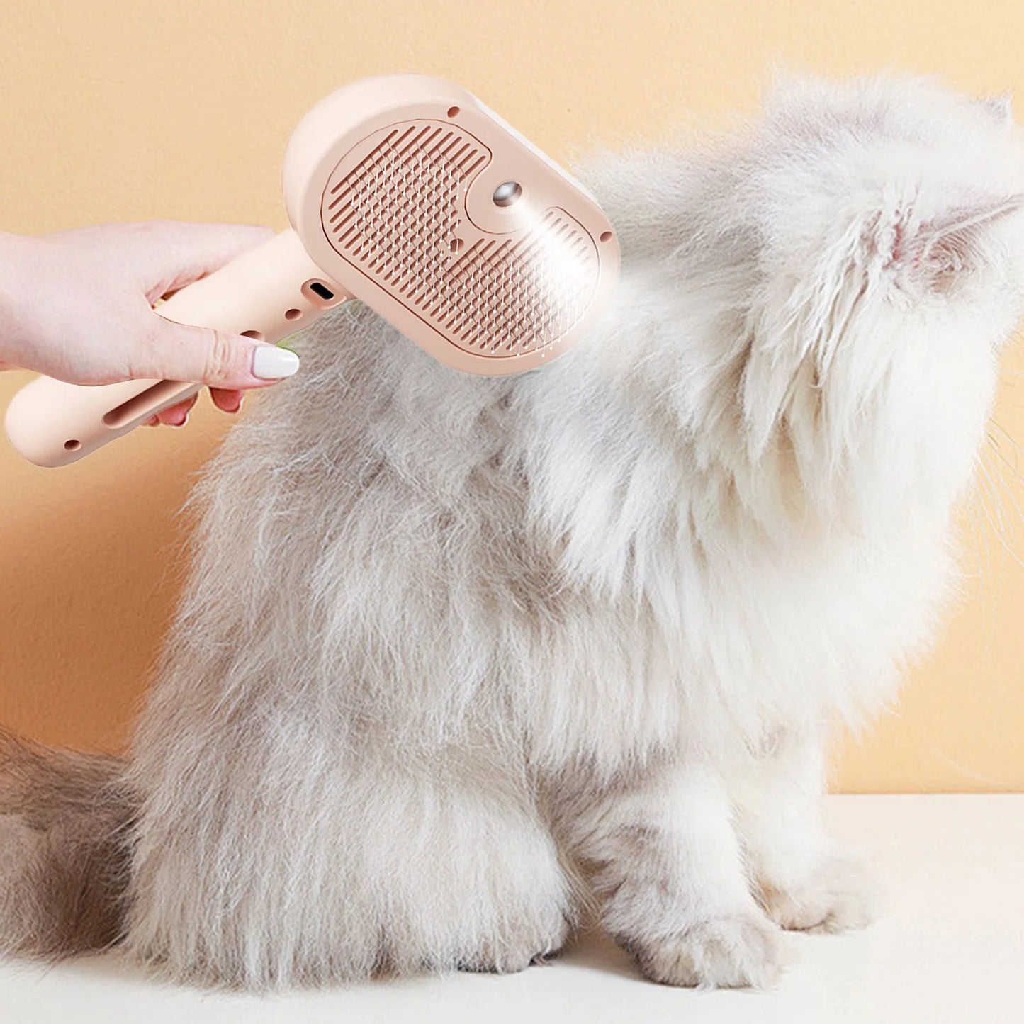 3 in 1 Self Cleaning Steamy Pet Brush, Anti-Static, Grooming Tool for Long and Short Hair Pets, Removes Loose Hair and Reduces Shedding, Pink