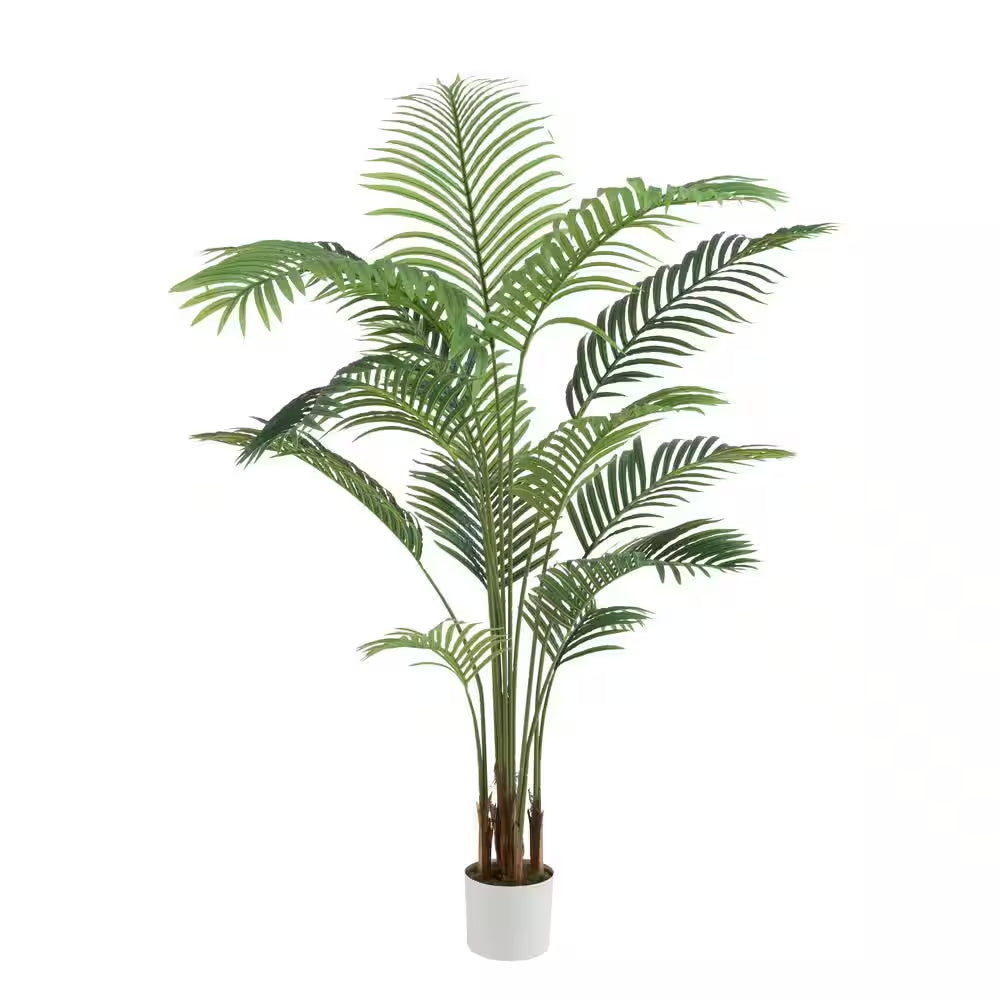6Ft Faux Areca Palm Tree in White Pot