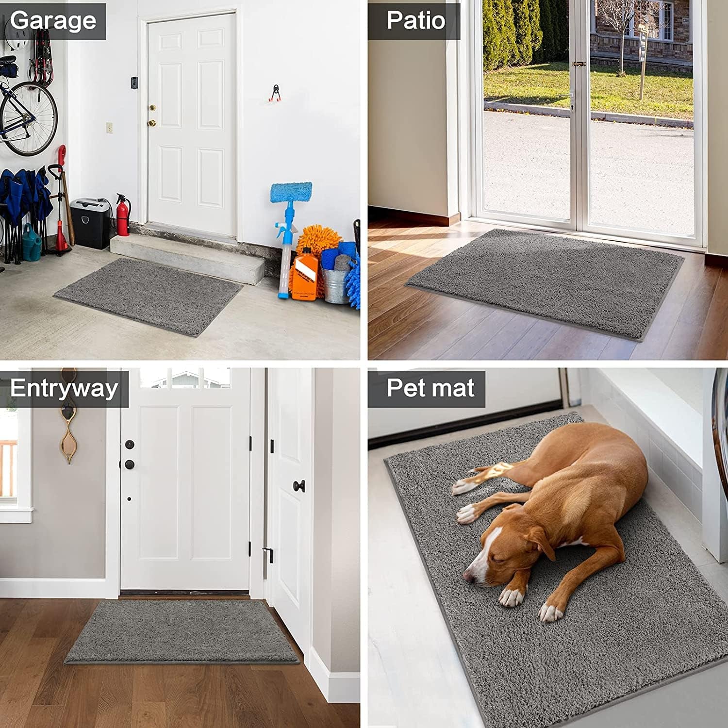 Door Mats Indoor, 17"X29" Super Absorbent Non Slip Rugs for Entryway, Front Back Welcome Doormat Dirt Trapper (Grey)
