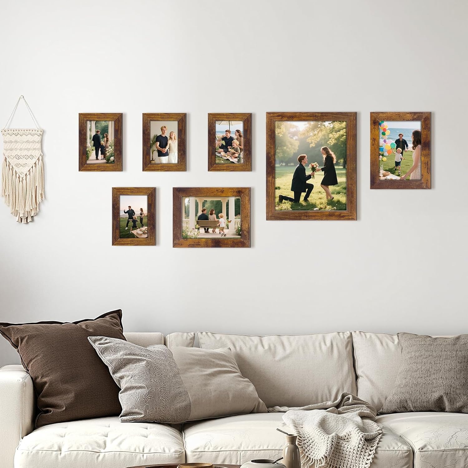 Gallery Wall Frame Set 7 Pack Distressed Picture Frame Set, One 8X10, Two 5X7, Four 4X6 Picture Frames