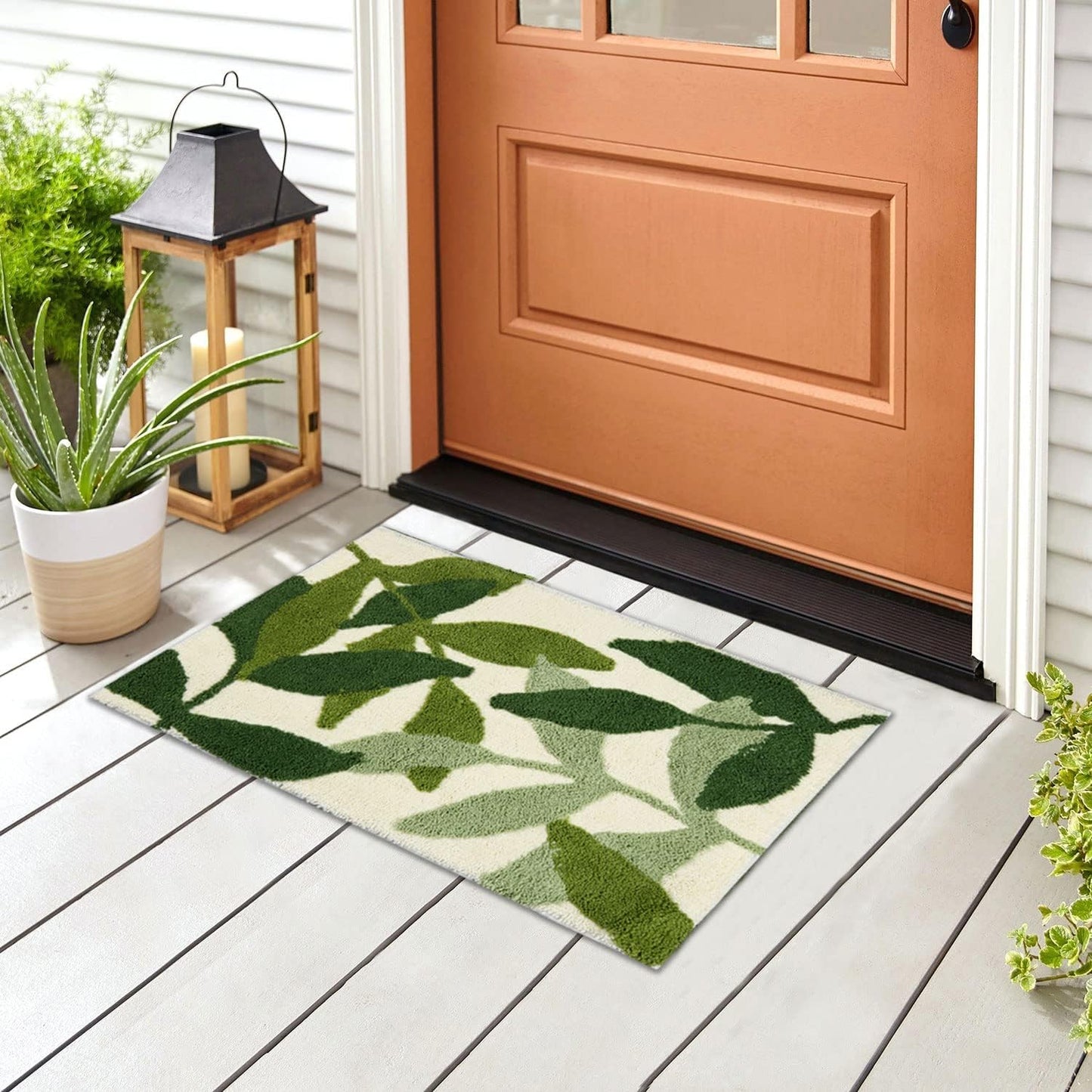 Bathroom Rugs 24X16In Blue Leaves Bath Mat for Bathroom Non Slip Machine Washable Soft Microfiber Absorbent Cute Bath Rug Plush for Tub Shower Sink Fluffy Home Decor Accessories