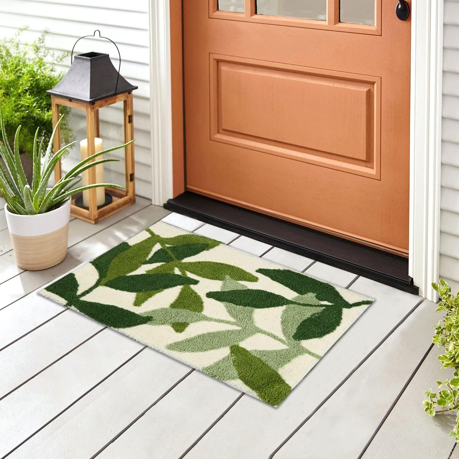 Bathroom Rugs 24X16In Blue Leaves Bath Mat for Bathroom Non Slip Machine Washable Soft Microfiber Absorbent Cute Bath Rug Plush for Tub Shower Sink Fluffy Home Decor Accessories